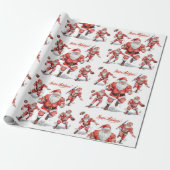 Football Christmas with Santa Claus Cadeaupapier (Uitgerold)