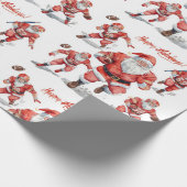 Football Christmas with Santa Claus Cadeaupapier (Hoek)