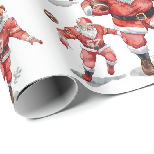 Football Christmas with Santa Claus Cadeaupapier (Rol Hoek)