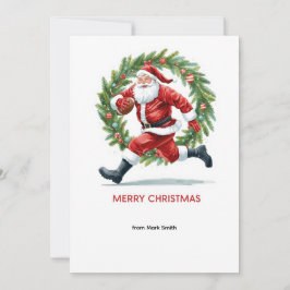 Football Christmas with Santa Claus Feestdagenkaart