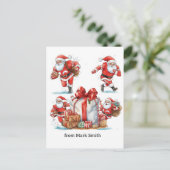 Football Christmas with Santa Claus Feestdagenkaart (Staand voorkant)