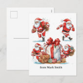 Football Christmas with Santa Claus Feestdagenkaart (Voorkant / Achterkant)