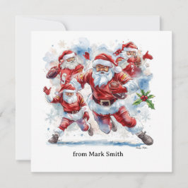 Football Christmas with Santa Claus Feestdagenkaart