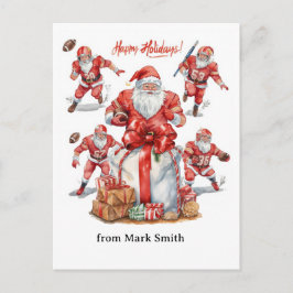 Football Christmas with Santa Claus Feestdagenkaart