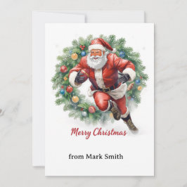 Football Christmas with Santa Claus Feestdagenkaart