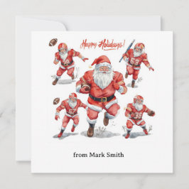 Football Christmas with Santa Claus Feestdagenkaart