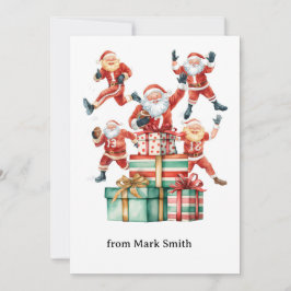 Football Christmas with Santa Claus Feestdagenkaart
