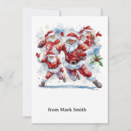 Football Christmas with Santa Claus Feestdagenkaart