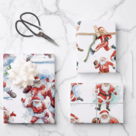 Football Christmas with Santa Claus Inpakpapier Vel