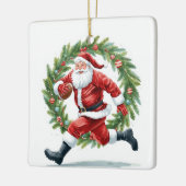 Football Christmas with Santa Claus Keramisch Ornament (Links)