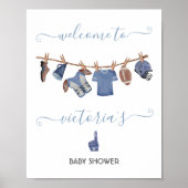 Football Clothesline Baby shower Welkomstbord Poster (Voorkant)