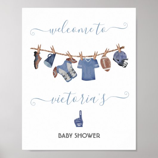 Football Clothesline Baby shower Welkomstbord Poster (Voorkant)