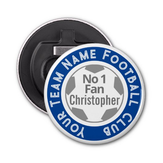 Football Club Naam op een Button Flesopener (Voorkant)
