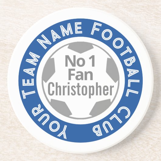 Football Club Naam op een Zandsteen Onderzetter (Voorkant)