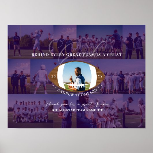 Football Coach Appreciation Collage Team Signature Poster (Voorkant)