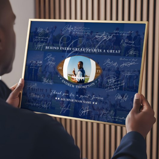 Football Coach Appreciation Collage Team Signature Poster