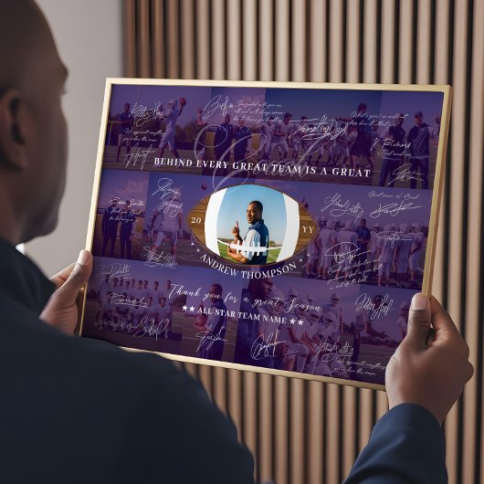 Football Coach Appreciation Collage Team Signature Poster