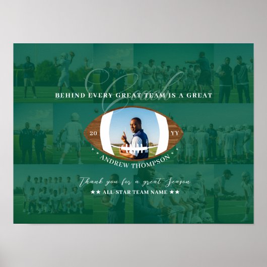 Football Coach Appreciation Collage Team Signature Poster (Voorkant)