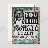 Football Coach Briefkaart - Funny  Retro (Voorkant / Achterkant)