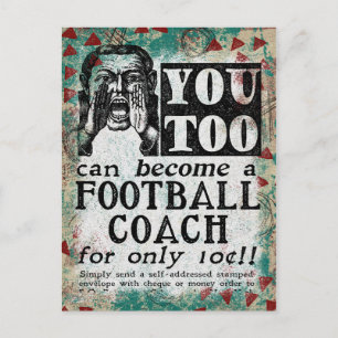 Football Coach Briefkaart - Funny  Retro