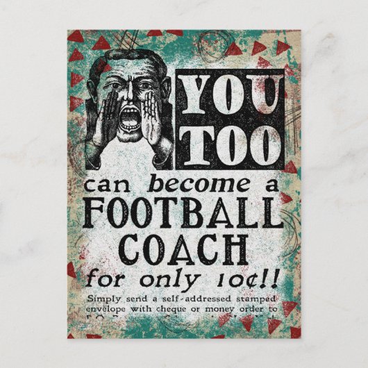 Football Coach Briefkaart - Funny  Retro (Voorkant)