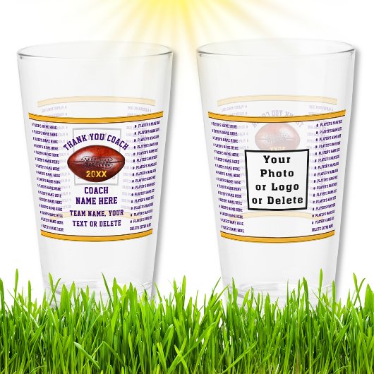 Football Coach Cadeaus, 64 spelers Naam of Verwijd Glas