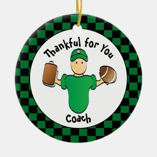 Football Coach Grappige Cartoon Bedankt Cadeau Keramisch Ornament (Voorkant)