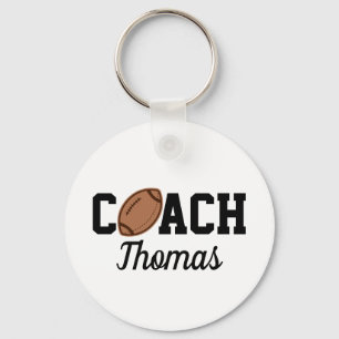 Football Coach Player Ball Design Typografie Name Sleutelhanger