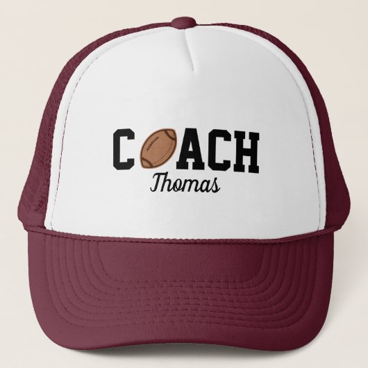 Football Coach Player Ball Design Typografie Name Trucker Pet (Voorkant)