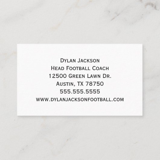 Football Coach Sportstadion Foto Visitekaartje (Achterkant)