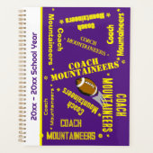 Football Coach Team Gepersonaliseerd Paarse & Geel Planner (Voorkant)