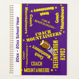 Football Coach Team Gepersonaliseerd Paarse & Geel Planner