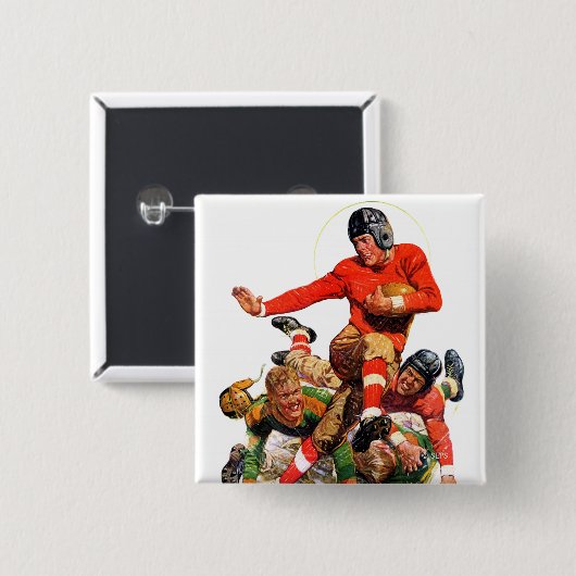 Football College Vierkante Button 5,1 Cm (Voorkant /achterkant)