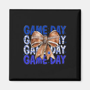 Football Coquette Bow Blue Bulldogs Game Day Vrouw Magneet