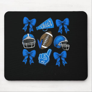 Football Coquette Bow Cheer Mom Blauw Muismat