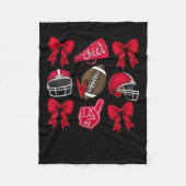 Football Coquette Bow Cheer Mom Rood Fleece Deken (Voorkant)