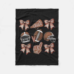 Football Coquette Bow Football Mom Game Dag Vrouwe Fleece Deken