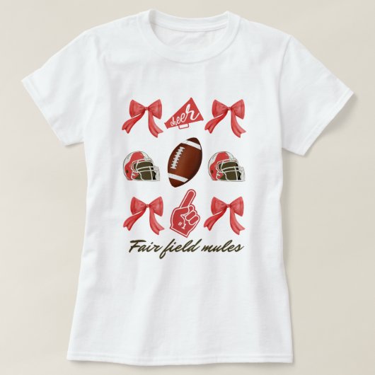 Football Coquette Bow Shirt, Coquette esthetisch, T-shirt (Design voorkant)
