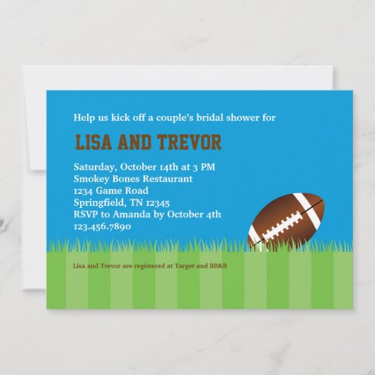 Football Couples Bridal Shower Invitation Kaart (Voorkant)