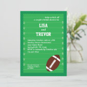 Football Couples Bridal Shower Invitation Kaart (Staand voorkant)