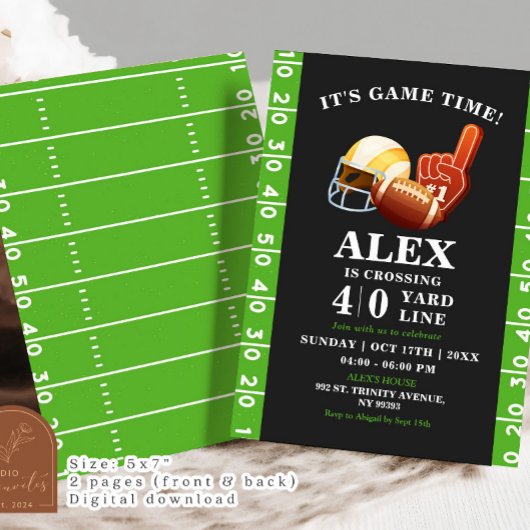 Football Crossing Yard Line Verjaardag voor volwas Kaart
