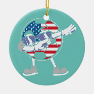 Football Dabbing USA, 4 juli Amerikaanse vlag Keramisch Ornament