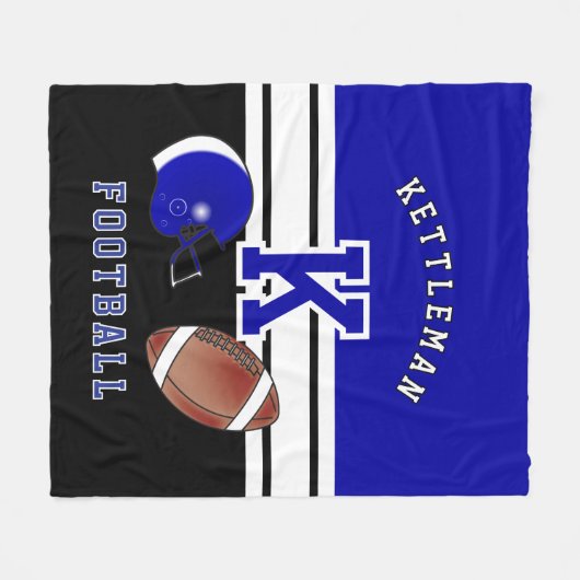 Football 🏈 Dark Blue Sport Letter Fleece Deken (Voorkant (Horizontaal))