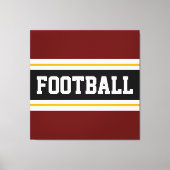 FOOTBALL Deep Red Black White Yellow Stripes Canvas Afdruk (Voorkant)