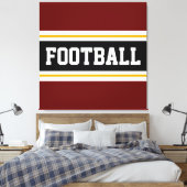 FOOTBALL Deep Red Black White Yellow Stripes Canvas Afdruk (Insitu (Slaapkamer))