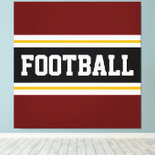 FOOTBALL Deep Red Black White Yellow Stripes Canvas Afdruk (Insitu (Houten vloer))