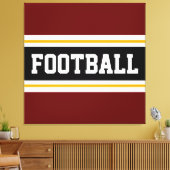 FOOTBALL Deep Red Black White Yellow Stripes Canvas Afdruk (Insitu (Woonkamer))