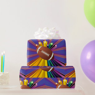 Football Design met Sterren Levendige Sport Fan Ar Cadeaupapier