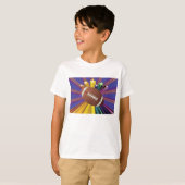 Football Design met Sterren Levendige Sport Fan Ar T-shirt (Voorkant volledig)