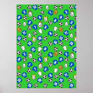 Football Design Wall Poster met blauwe Shirten